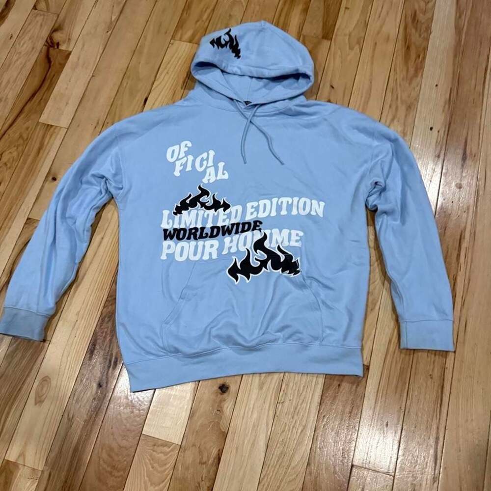 BoohooMAN Limited Edition Pour Homme Flame Hoodie Light Blue